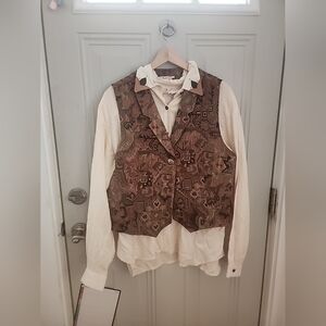 Lucille Vintage Long Sleeve Womens Western Button Up And Vest Tapestry XL